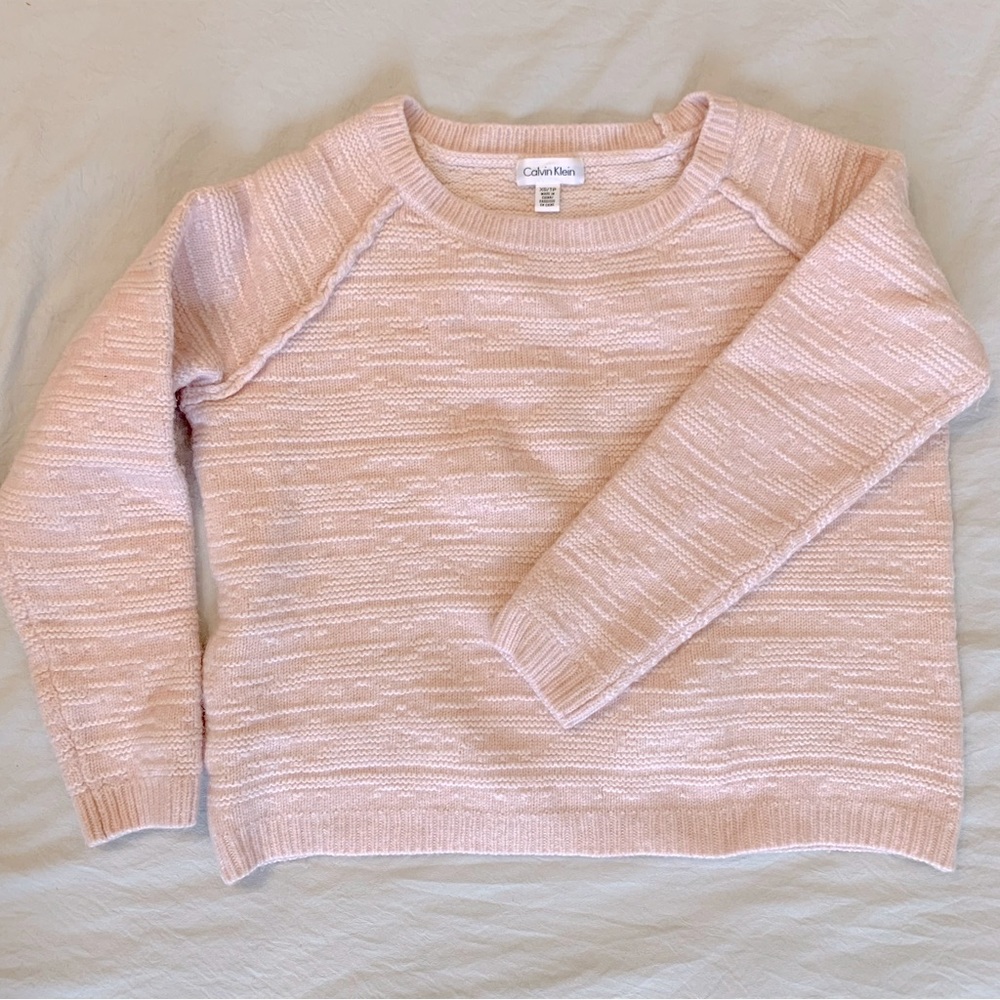 Calvin Klein Chunky Knit Cropped Sweater.  70% Lambswool.